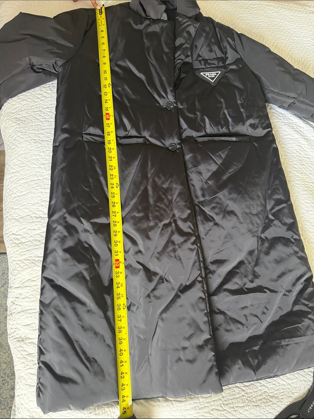 Women, Prada Black Quilted Belted Puffer Coat Size small - Picture 14 of 16